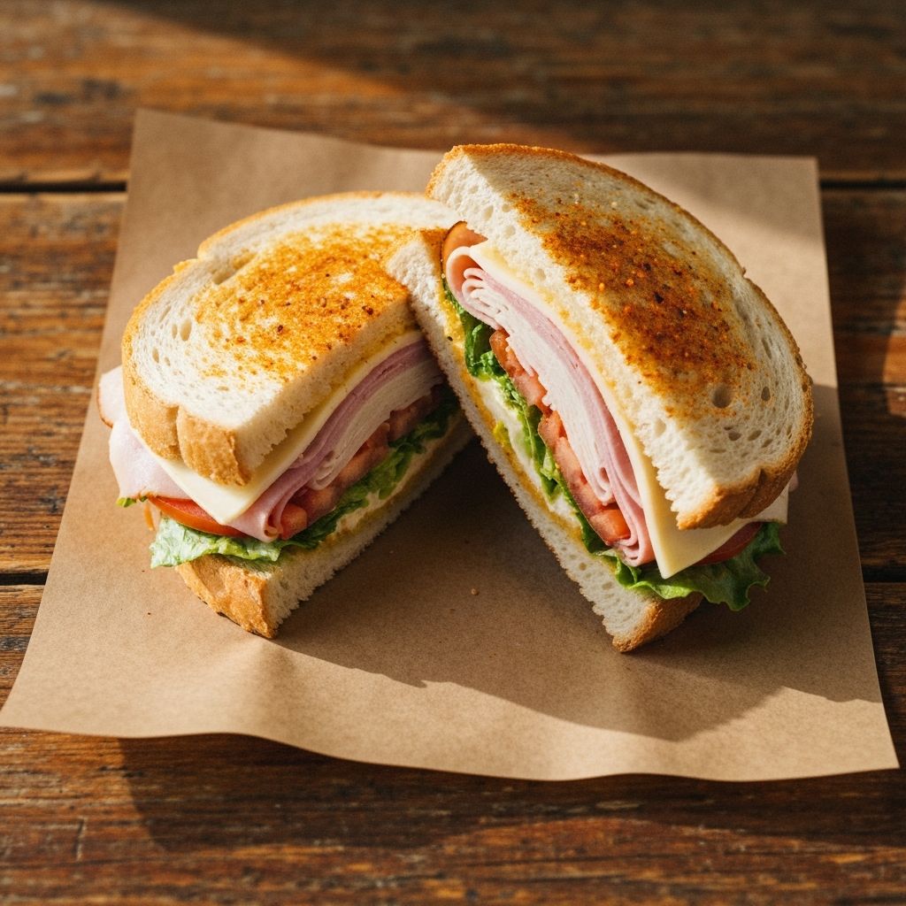 Toasted deli sandwich dusted with Gus Dust